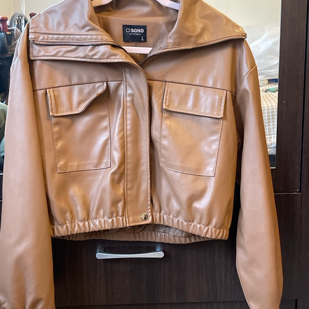 Ci Sono Women's Brown Leather Jacket